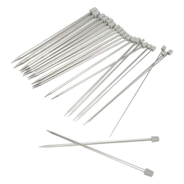 22 st Stickor 25cm Rostfritt Stål Glansig Bred Användning Metallstickor Set