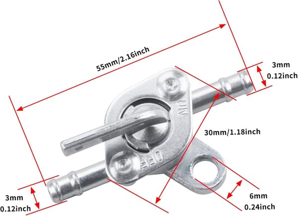 Drivstoffventilknot 6mm Drivstoffkran for 50cc 70cc 90cc 100cc 110cc ATV Quad