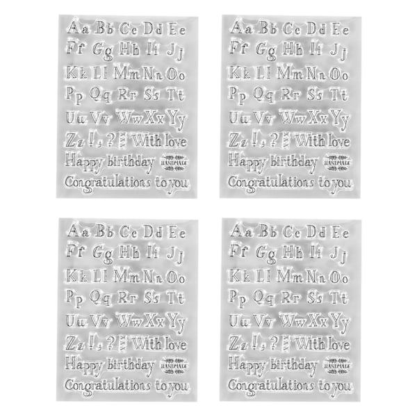 4 st Klarstämplar Tydligt Avtryck Upprepade gånger DIY TPR Bokstav Dekorativa Stämplar för Korttillverkning DIY Scrapbooking