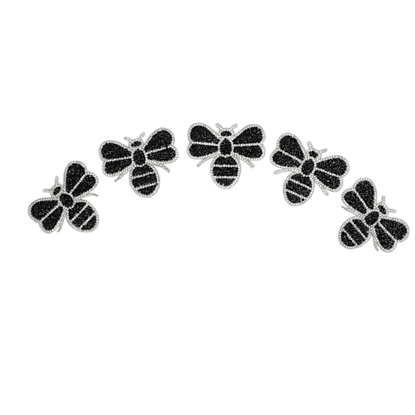 5 stk. Små Bi-Rhinestone-merker, dekker over flekker og skader, søt form, svarte dyr, Rhinestone-applikasjoner for DIY-håndverk