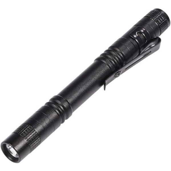 LED lommelygte med klips (længde 13 cm) Medicinsk pennelygte Mini bærbar aluminiumslegering sort tryk på batteridrevet pennetaske Høj lysende lommelygte