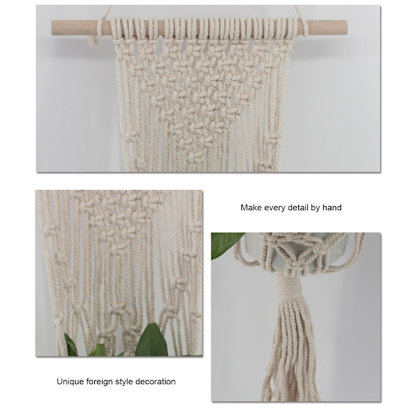 Nordisk stil handvävd gobeläng blomkruka hängande nätväska vägg hängande korg bohemisk gobeläng vägg hängande växtkruka