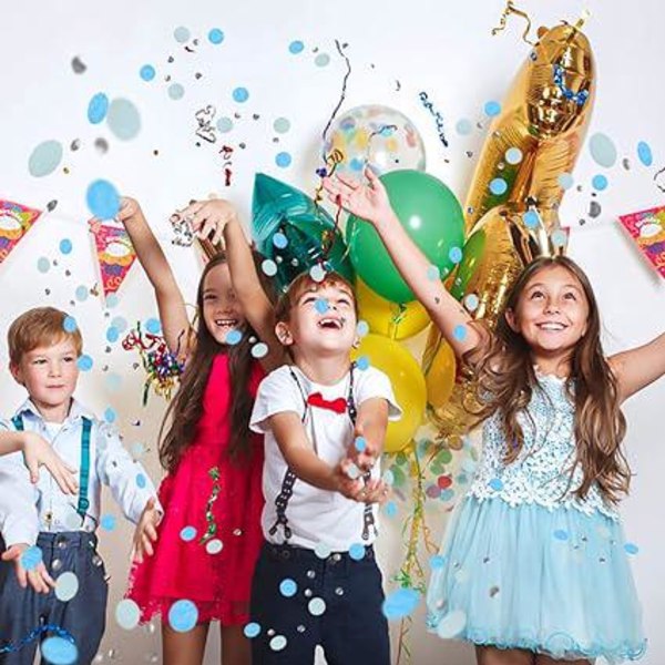 Blå bursdagskonfetti - 500 g bryllupskonfetti Bursdagsborddekorasjon papir og folie Prangende rund konfetti til festdekorasjon for barn
