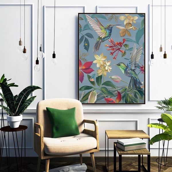 (30×40cm) uindrammede print, simple fugle, blomster, planter, abstrakt stue, soveværelse, verandadekoration, lærredskerne, indendørs hængende ramme