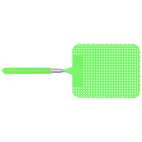 Retractable Plastic Fly Swatter Mosquito Racket with Stainless Steel Rod for Home OfficeGreen