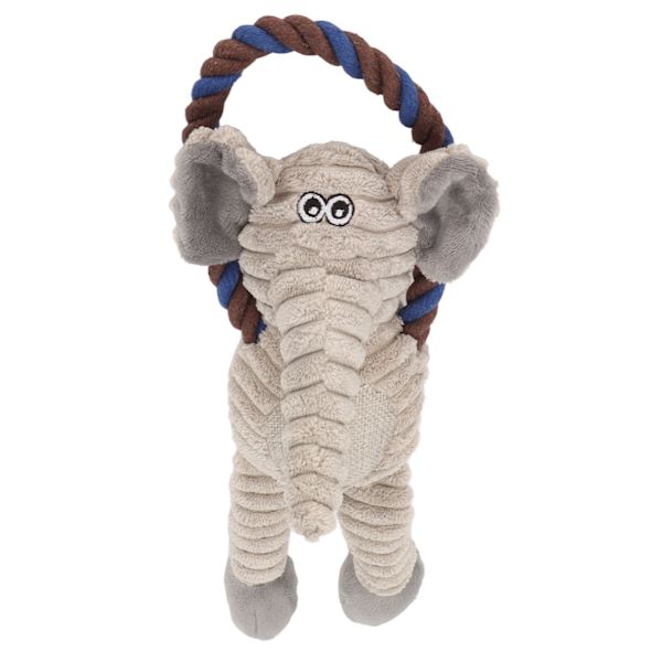 Plush Leksak för Hundar med Flätat Rep för Tandgnissling och Rengöring - Pipande Elefant