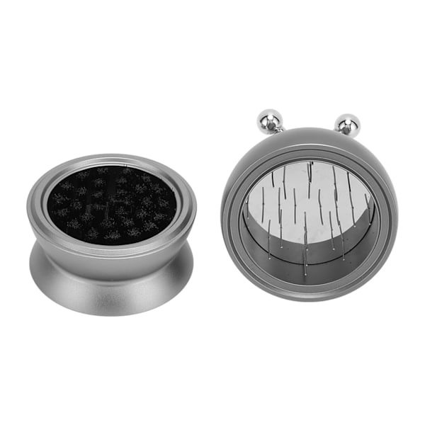 Justerbar kaffedistributør i matkvalitet av metall med roterende håndtak, fast deksel, 22 nåler, kaffepulverdistributør, grå, 53 mm
