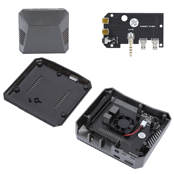 Fodral för Raspberry Pi 4B Mini Dator Aluminiumlegering Skal Inbyggd Fläkt Datortillbehör
