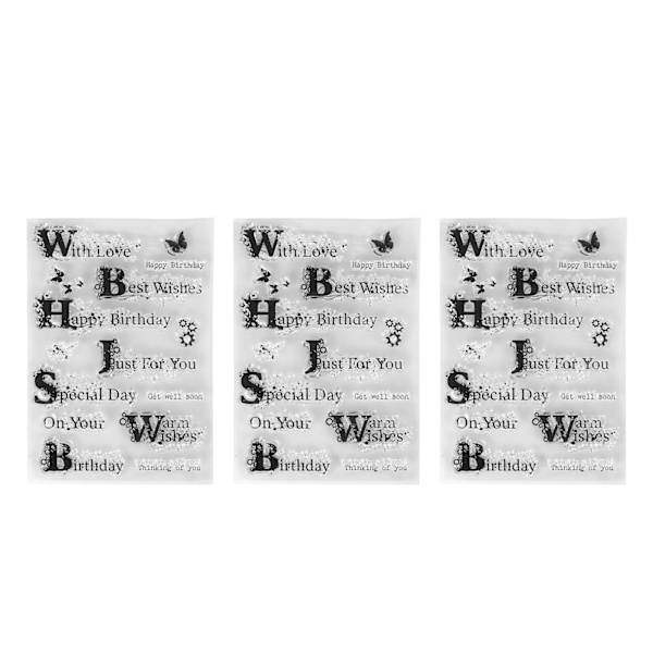 3 stk. Klar Stempel Unik Design Resirkulerbar Enkel Betjening Transparent Stempel for DIY Kort Scrapbook Håndverk