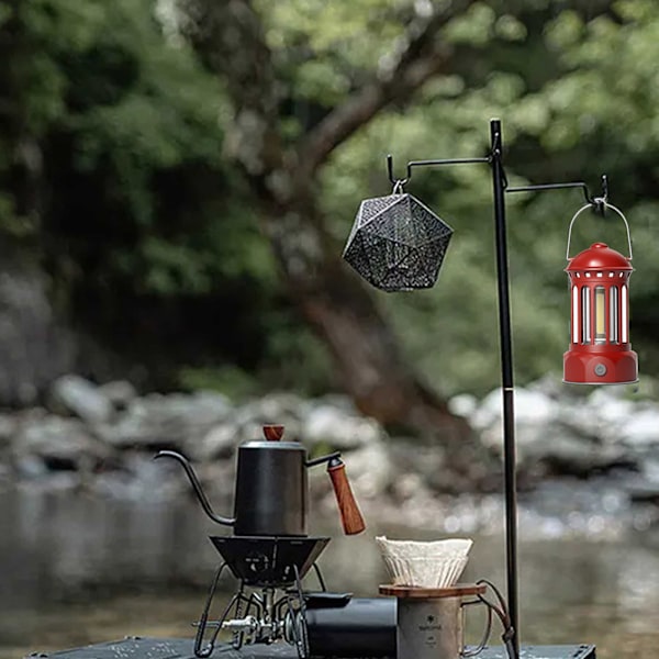 COB Campinglykta Retro ABS Krompläterad Järn Bärbar Campinglampa för Utomhusfiske