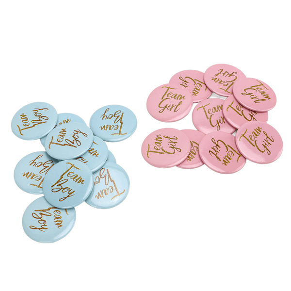 3 pakker Gender Reveal Knap Nål Metal Materiale Blå Pink Engelsk Mønster Attraktiv Dekorativ Fest Gender Reveal Badge