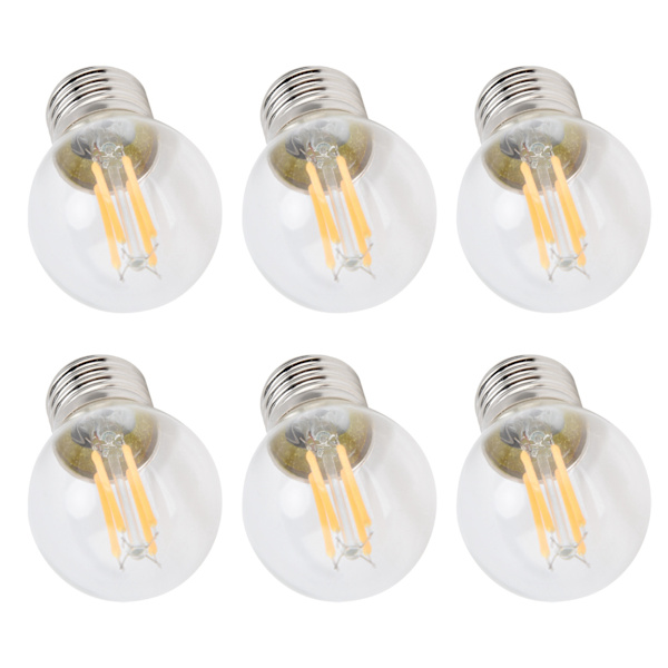 6 stk. G45 E27 LED-pære Transparent dæmpbar glødetrådspære til lysekrone bordlamper varmt lys 4W 220V