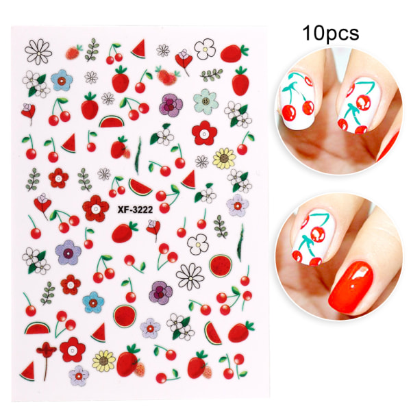 10 kpl 3D- nail art itseliimautuva tee-se-itse-manikyyri koriste kynsihoitoon kotiin (XF3222)