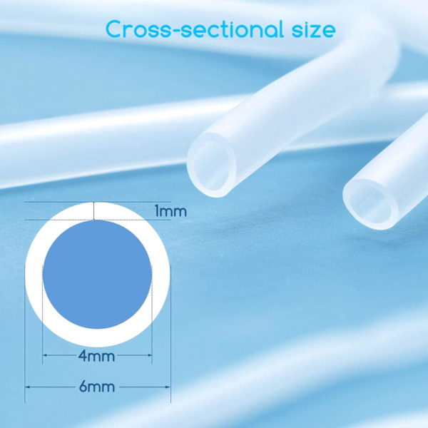 Ikke-giftig silikoneslange 4 mm/6 mm x 10 meter til luftslange, fleksibel PVC-slange ideel til tank og akvarium