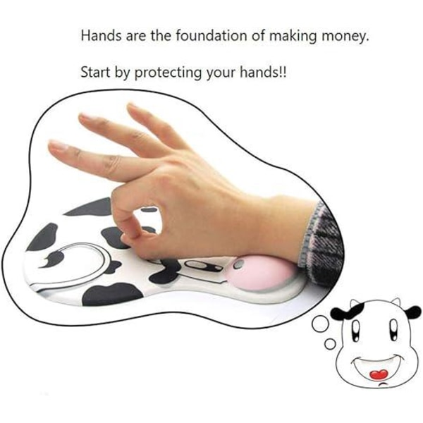 Søt tegneserie ku-musematte, anti-tretthetsgel for designer håndleddsbeskyttelse, komfortabel håndleddsstøttegel for barn