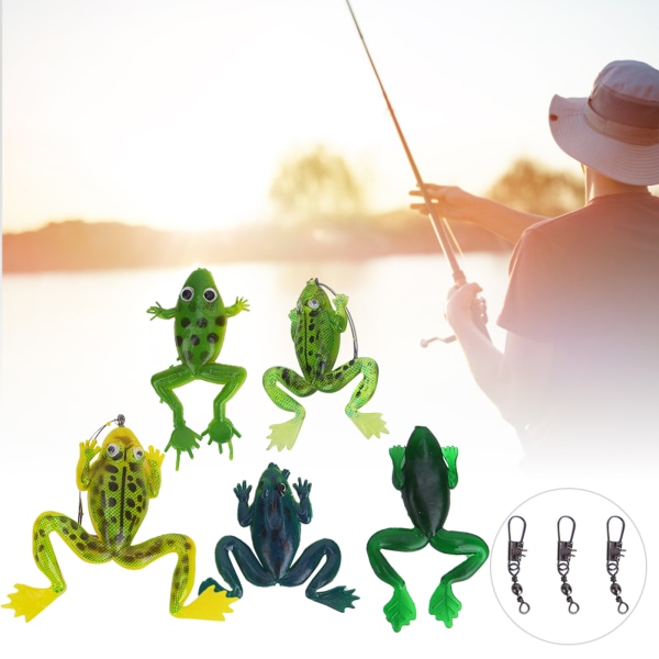 Fiskekroker Frog lokke agnsett - 10 stk, antibittrådkoblinger, fiskeutstyrtilbehør