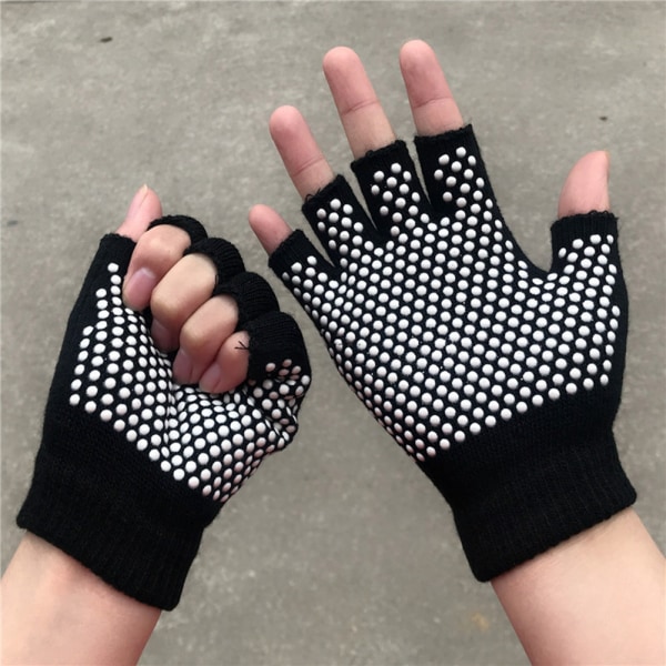 Pustende halvfinger sportshansker for kvinner - ideell for treningsstudio, yoga, fitness (svart)