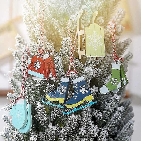 6-piece Mini Christmas Tree Ornament Set - Rustic Seasonal Decor for Festive Tree