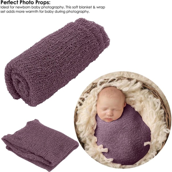 Nyfødt baby fotografering rekvisitter sæt - Indeholder wraps, måtter og tæppe til baby drenge og piger