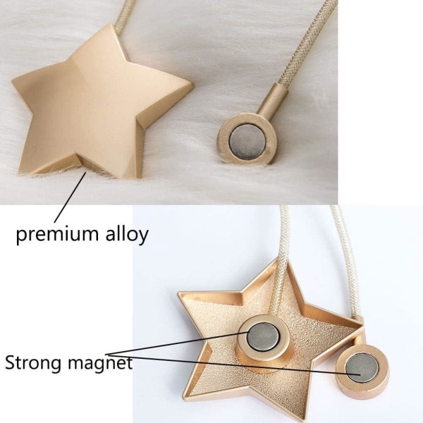 2-paknings magnetiske gardiner i metall med magnet for innredning av hjemmekontor (sølv, stjerne)