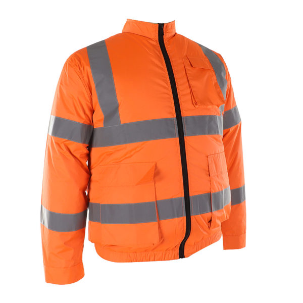 Sladdlös fläktjacka reflekterande sommar kylfläkt kläder kylning solskydd arbetskläder långärmad vit fläkt XL fluorescerande orange