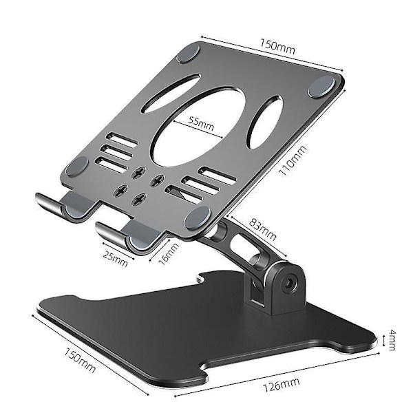 Tablet PC -teline Matkapuhelinteline Taitettava iPad-teline Matkapuhelinteline Musta