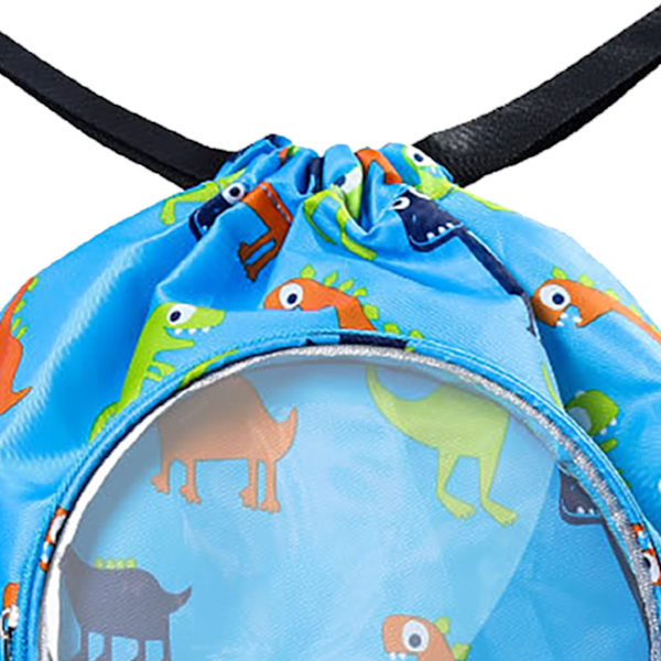 Svømmebag Tegneserie Mønster Vanntett Oxford Stoff PVC Justerbar Skulderstropp Trekkstreng Strand Ryggsekk for Sport Dinosaurus Stor