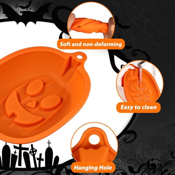 Silikoneform til bagning, 9 tommer, Halloween Jack O Lantern græskar, non-stick bageform til Halloween-kage, gelé