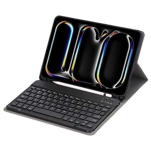A13B Leather+TPU Tablet Protective Bluetooth Keyboard Case with Pen Holder for iPad Pro 11 (2024)