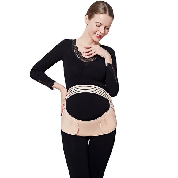 Midje- og magestøtte i L-størrelse for gravide kvinner - tredelt sett, elastisk og pustende, justerbar midjebeskyttelsesstropp