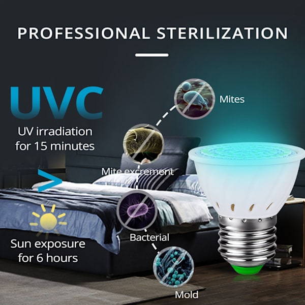 LED UV-lampe LED-pære UVC-deodorantlampe