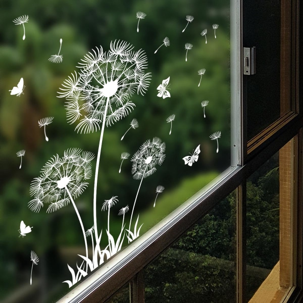 Ikkunatarrat - 1 upea voikukkakoristeellinen staattinen tartuntatarra, joka estää lintuja törmämästä ikkunoissasi
