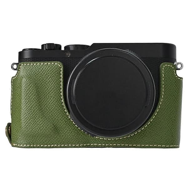 For Leica D-Lux 8 Camera Base with Lens Cap Shoulder Strap PU Leather Protective Case - Green