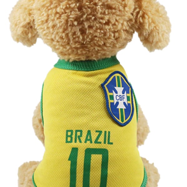 Hunde VM T-skjorte Lysende Søt Mesh Myk Pustende Hund Sommervest for Hunder Valp Gul 10 Brasil XL