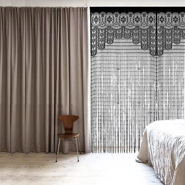Skillevegg duskgardin - grå, 100 cm x 200 cm semi-gjennomsiktige valancegardiner for hjemmeinnredning Stue, soveromsbroderigardiner