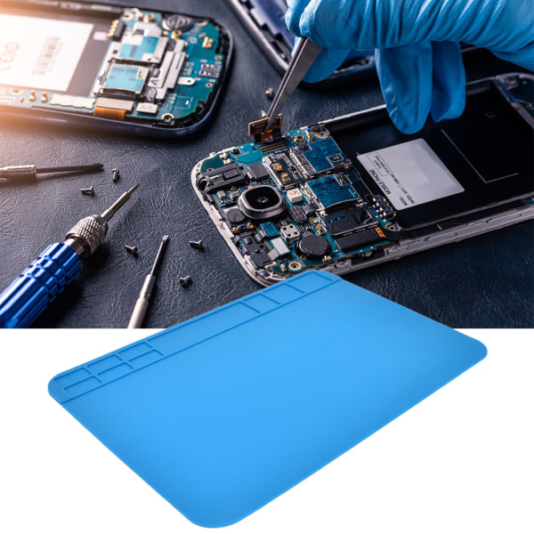 Lämpöä eristävä silikonityyny matkapuhelinten ja tietokoneiden korjaukseen - sininen