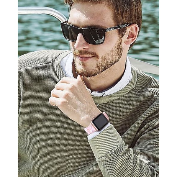 Hartsihihna (läpinäkyvä vaaleanpunainen), sopii Apple Watch hihnalle 42/44/45/49mm