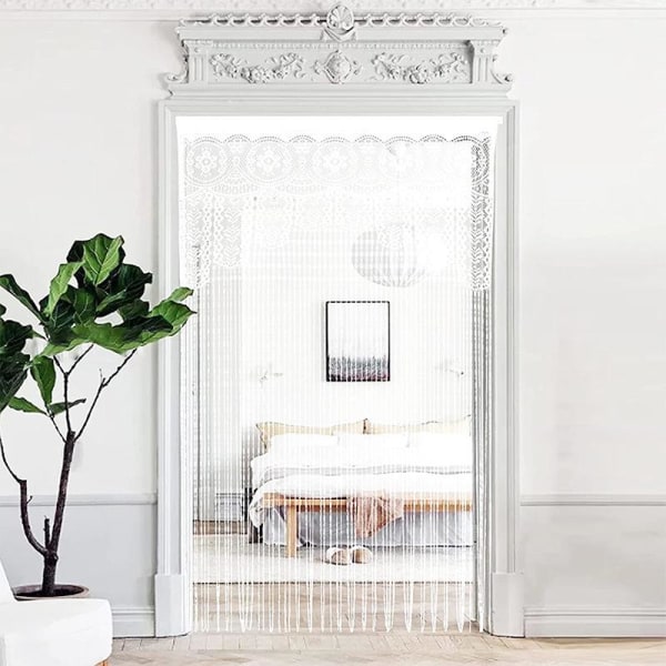 Skillevægskvast Gardin - Hvid, 100 cm x 200 cm Halvgennemsigtige Valancegardiner til boligindretning Stue, Soveværelsesbroderigardiner