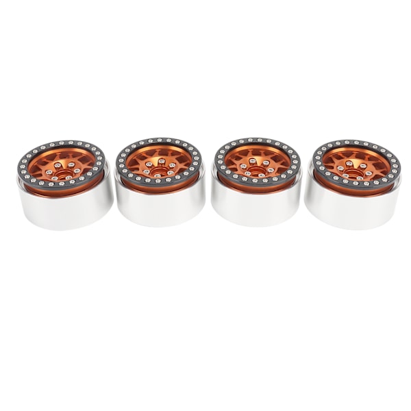 4 st 1.9 tum RC Hjulfälgar Aluminium CNC-bearbetade 1/10 RC Beadlock Hjulnav för Axial SCX10 90046 AXI 03007 REDCAT MST Orange