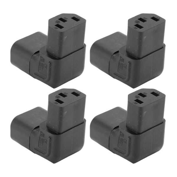 4 stk C14 til C13 Adapter 90 Grader 2500W 2.5A til 10A 250V PVC Kobber IEC Strømadapter for UPS PDU UPS Datamaskin