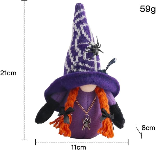 Halloween Ansiktsløs Dvergdukke Edderkopp Flaggermus Dekorasjon
