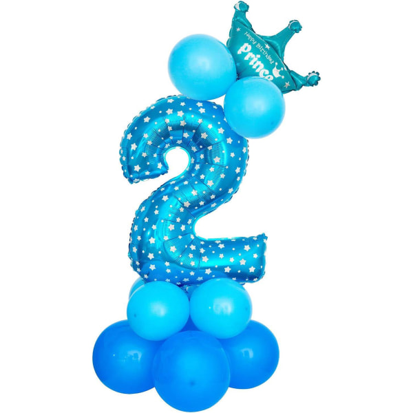 32-tums gigantiska nummerballonger, heliumnummerballongdekor för fester, födelsedagar (blå nummer 2)