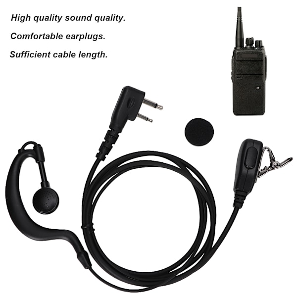 K head 120cm Bærbar Walkie talkie HD Headset Støjreduktion Intercom Øretelefon Sort