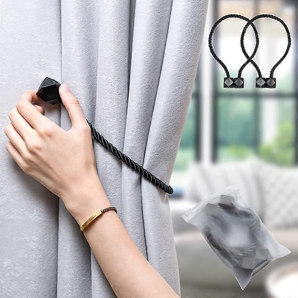 Magnetic Curtain Tiebacks with Twisted Rope, Strong Magnet