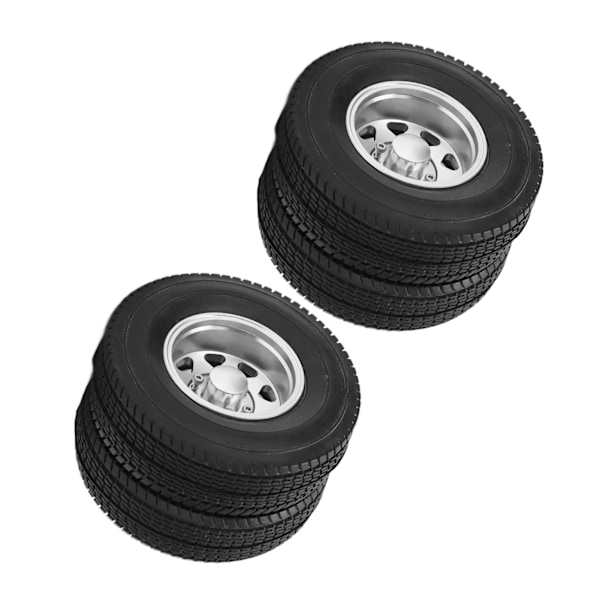 2st RC-legering bakhjulsnavfälgar med 21 mm bredd gummidäck för Tamiya 1/14 Traktor Dumper TrailerSilver