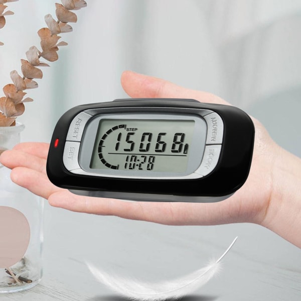 Walking 3D skritteller med klips Nøyaktig trinnteller for fitness gangavstand Miles/Km Kalorieteller