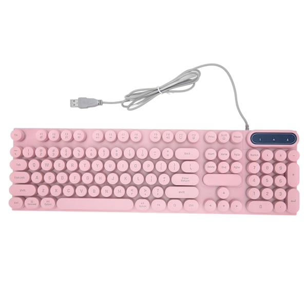 Gaming Tastatur USB Rund 104 Taster Bakgrunnsbelyst Ergonomisk Sammenleggbare Føtter Multimedia Taster Kablet Tastatur for Stasjonær PC Laptop Rosa