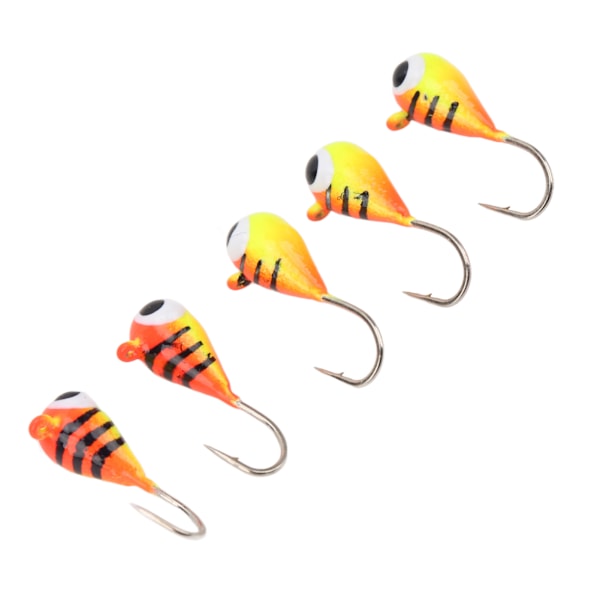 5 stk Isfiskejiggersett Mikro Isfiske Abborr Kroker Vinterfiske Lokker 4MM
