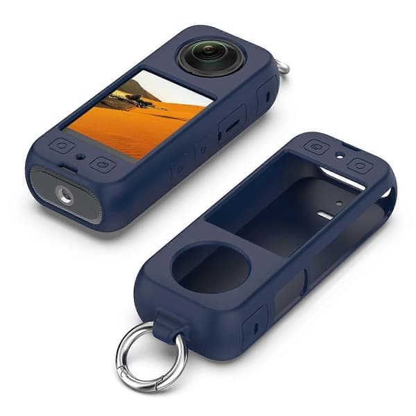 A5h Soft Silicone Case for Insta360 X3 Action Camera Dustproof Protective o5y-cover - Midnight Blue