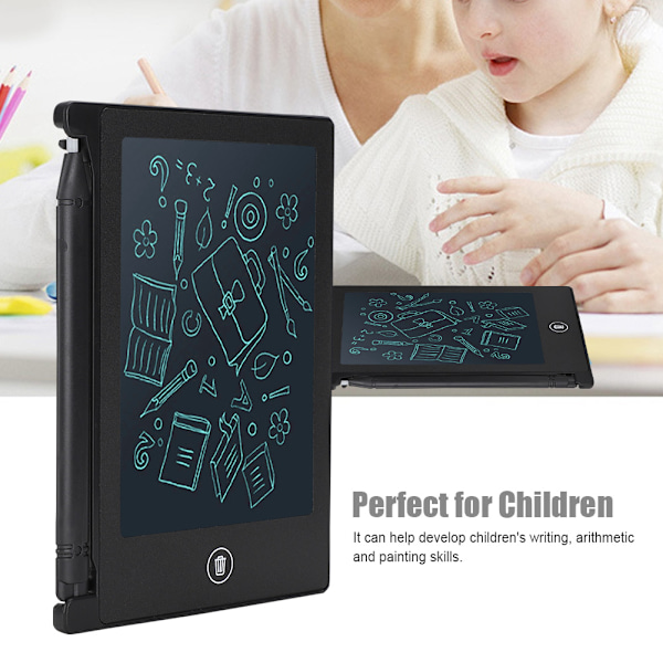 LCD 4,5 tommer Ultratynd Håndskrift Tablet Skrive Tegne Notesbog Tavle til Børn (Sort)